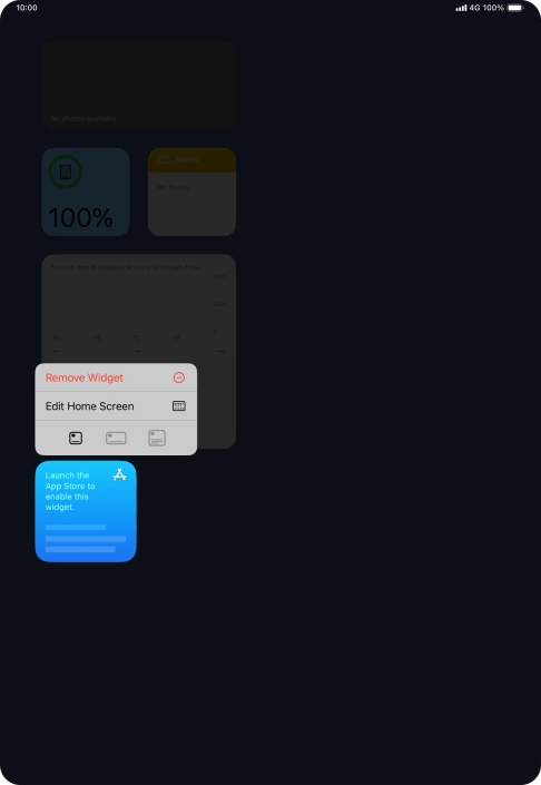 Press Remove Widget.