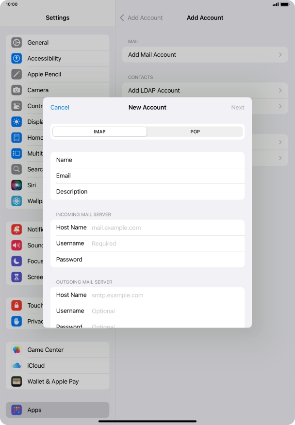Press IMAP.