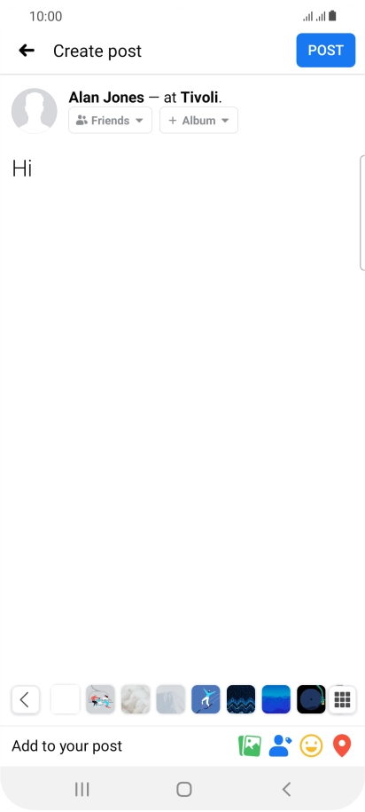 Write the required text and press POST. Write the required text and press POST.