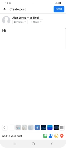Write the required text and press POST. Write the required text and press POST.
