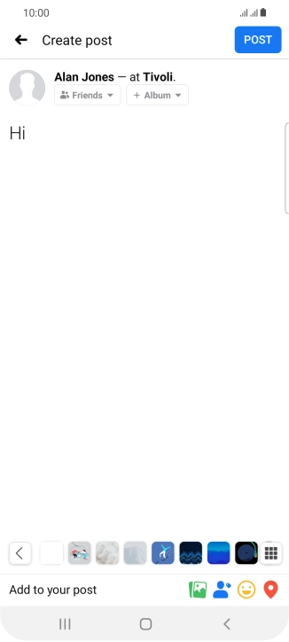 Write the required text and press POST. Write the required text and press POST.