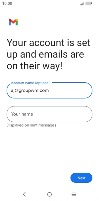 Press Your name and key in the required sender name.