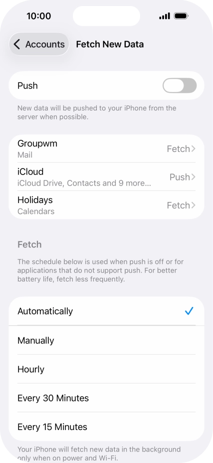 If you turn off the function, press the required setting.