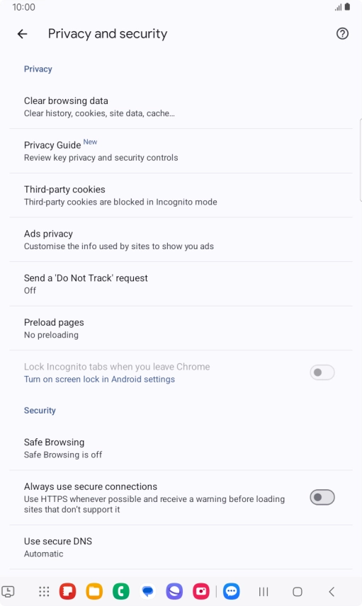Press Clear browsing data. Press Clear browsing data.