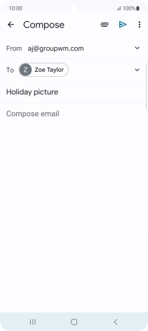 Press the text input field and write the text for your email message. Press the text input field and write the text for your email message.