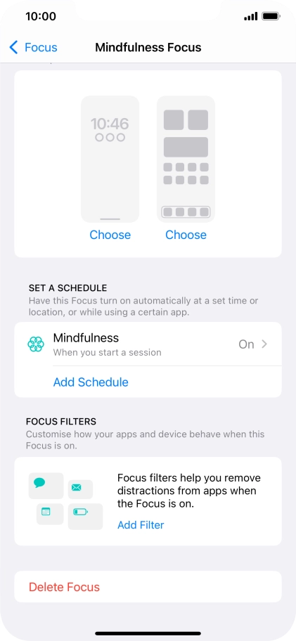 Press the required setting below 