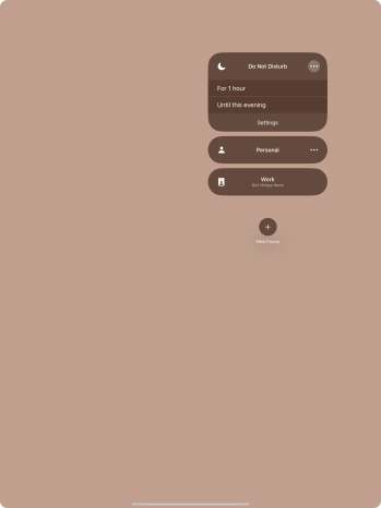 Press the required setting to activate the selected focus mode for a specified period of time or until you leave your current location.