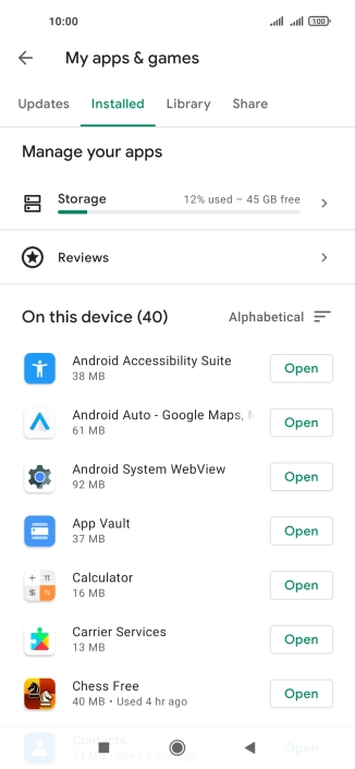 Press the required app. Press the required app.