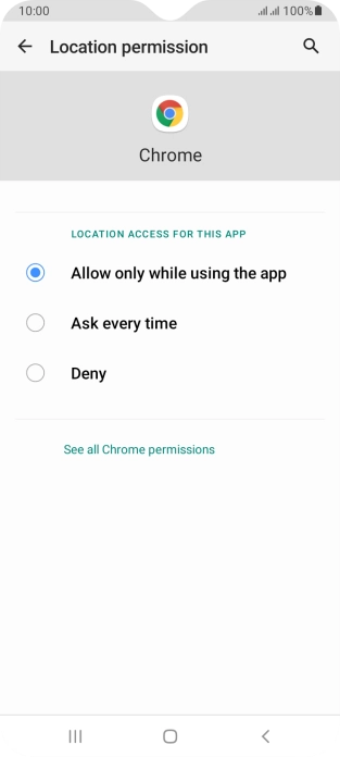 Press the required setting.