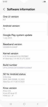 Your phone's software version is displayed below Android version. Your phone's software version is displayed below Android version.