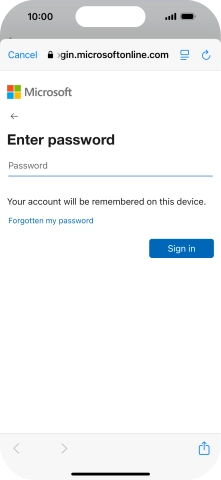 Press Password and key in the password for your email account.