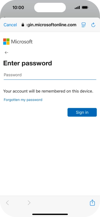 Press Password and key in the password for your email account.