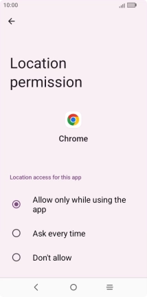 Press the required setting. Press the required setting.