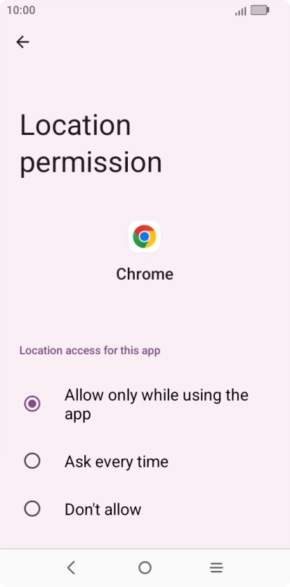 Press the required setting. Press the required setting.