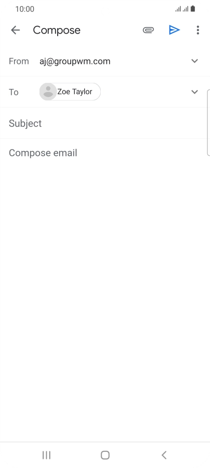 Press Subject and key in the subject for the email message. Press Subject and key in the subject for the email message.