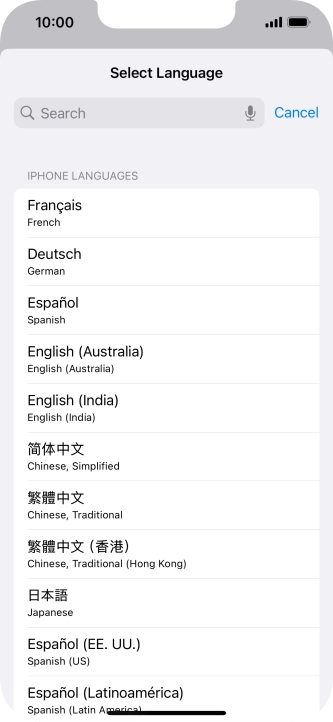 Press the required language.