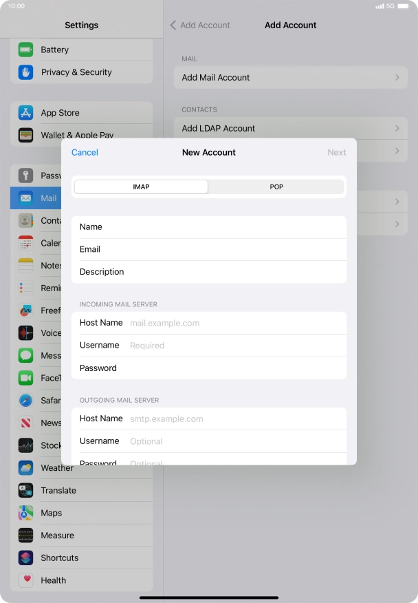 Press IMAP. Press IMAP.