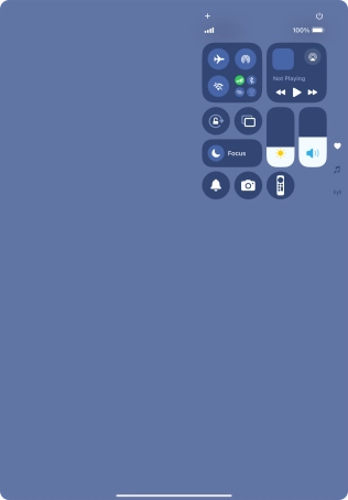 Slide your finger up or down on the screen to select the required Control Centre page.