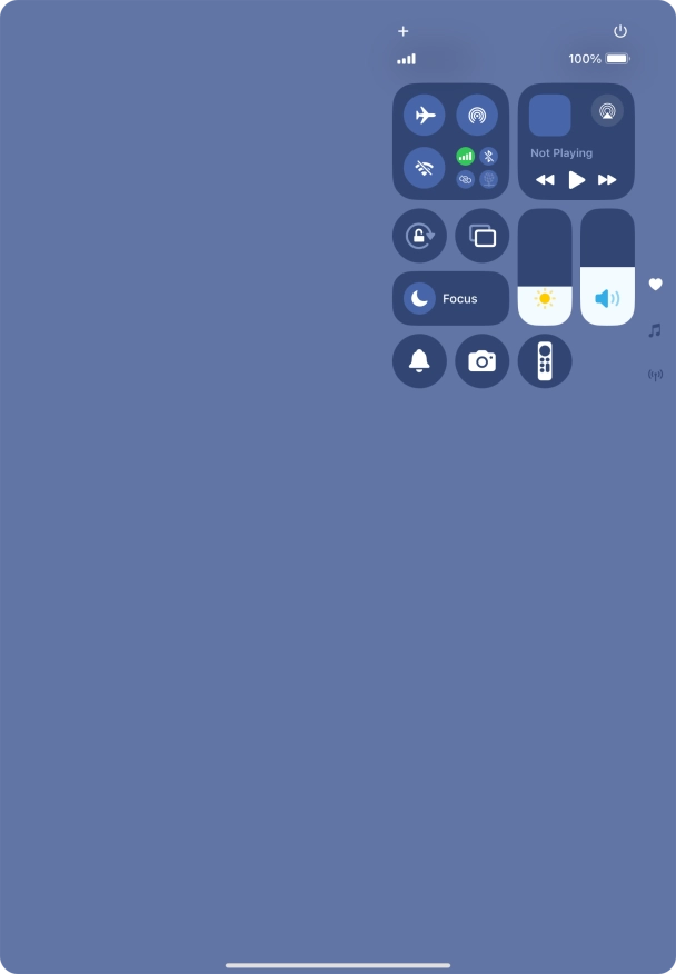 Slide your finger up or down on the screen to select the required Control Centre page.