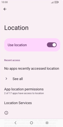 Press App location permissions. Press App location permissions.