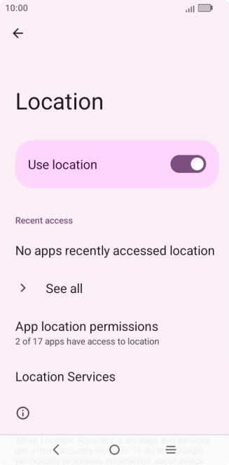 Press App location permissions. Press App location permissions.