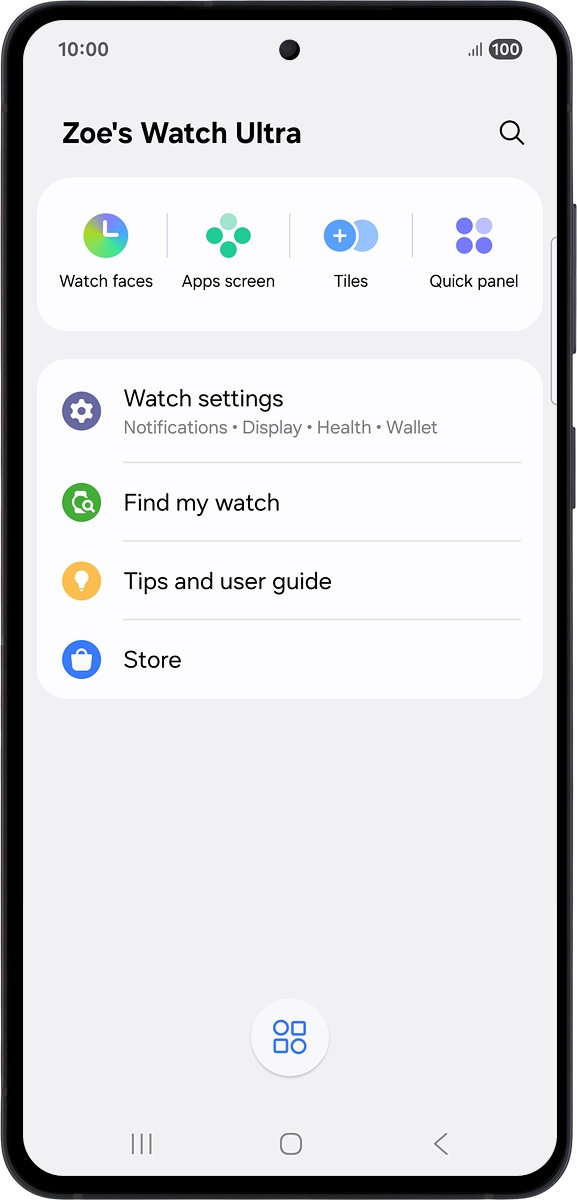 On your phone: Press Watch settings.