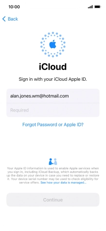 Press Required and key in the password for your Apple ID. Press Required and key in the password for your Apple ID.