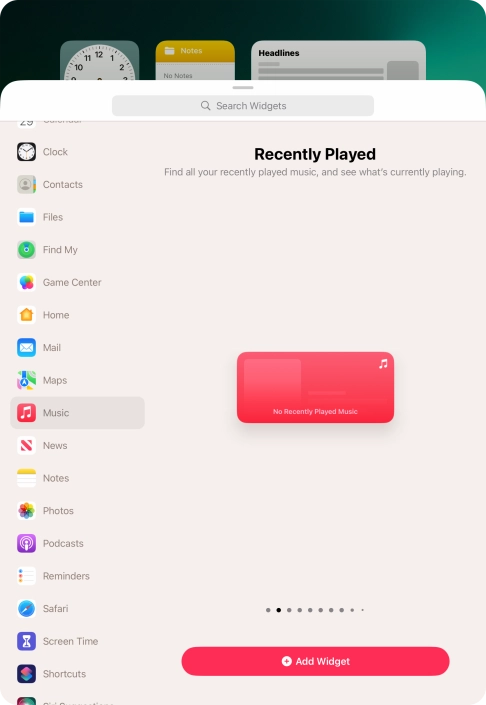 Press Add Widget.