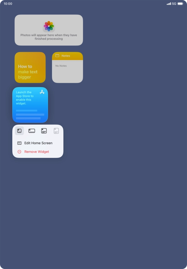 Press Remove Widget.