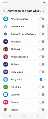 Press the indicators next to the required apps to turn the function on or off. Press the indicators next to the required apps to turn the function on or off.
