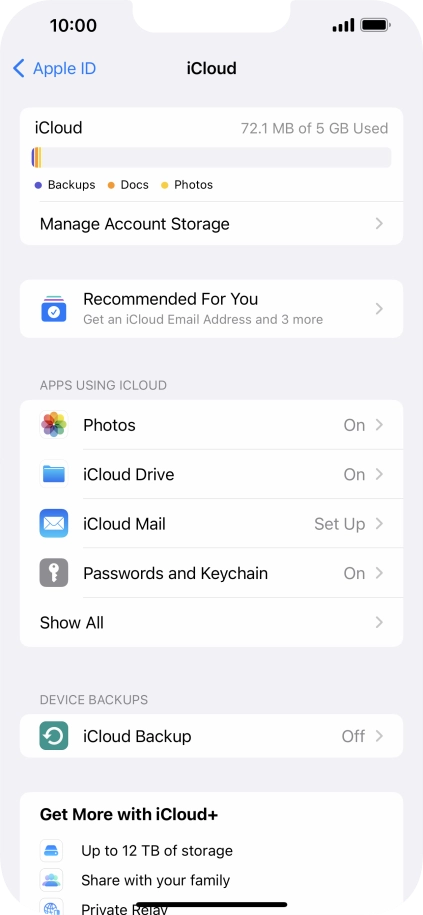 Press iCloud Drive.