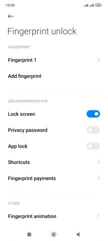 Press the indicators next to the required settings to turn them on or off.