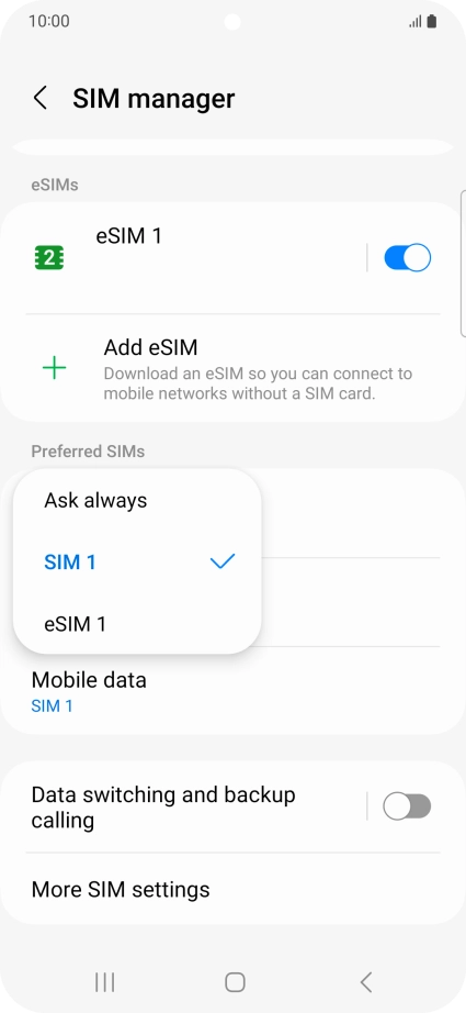 Press the required setting. Press the required setting.