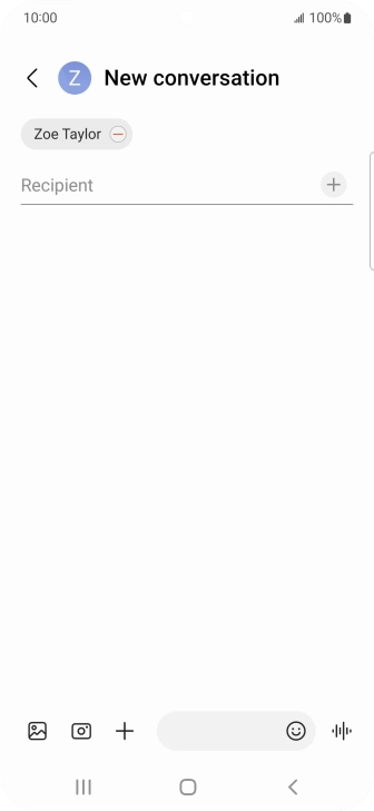 Press the text input field and write the text for your text message. Press the text input field and write the text for your text message.