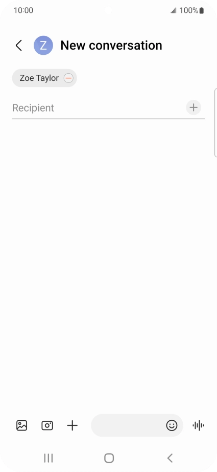 Press the text input field and write the text for your text message. Press the text input field and write the text for your text message.