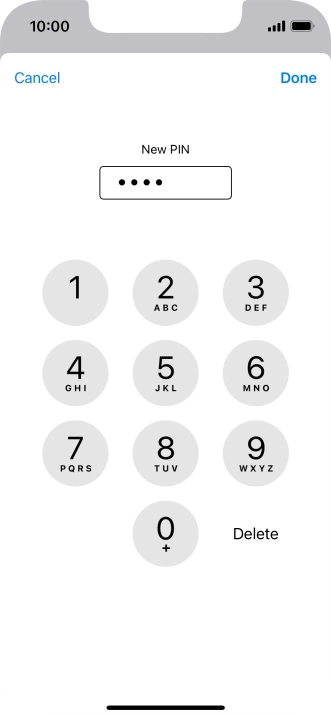 Key in a new four-digit PIN and press Done.