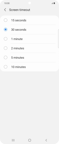 Press the required setting.