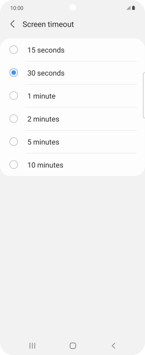 Press the required setting.