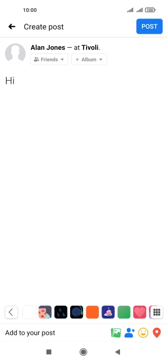 Write the required text and press POST. Write the required text and press POST.