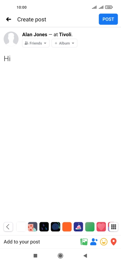 Write the required text and press POST. Write the required text and press POST.