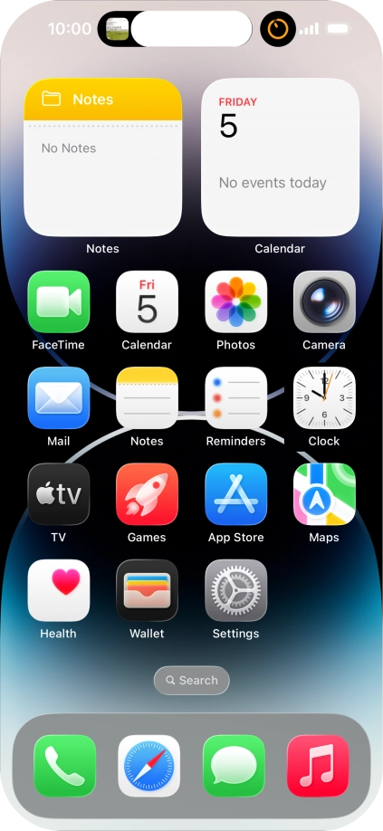If you have a running application in Dynamic Island, it's displayed at the top of the screen.