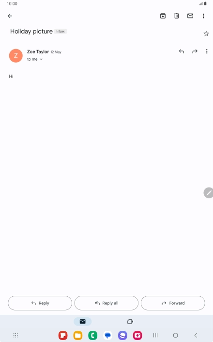 If an application is open on your tablet, such as a Mail, you can also use the functions available here, e.g.: Reply to this email.