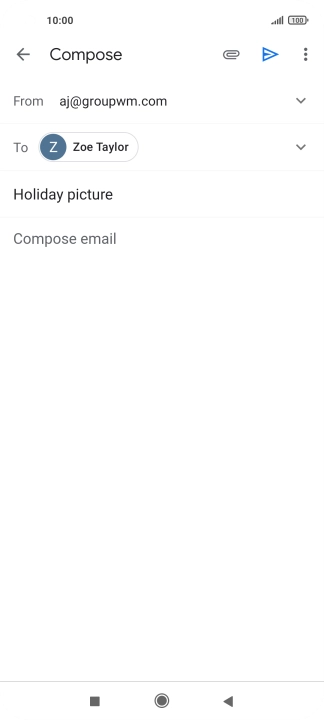 Press the text input field and write the text for your email message.
