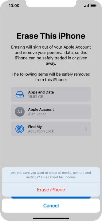 Press Erase iPhone. Press Erase iPhone.