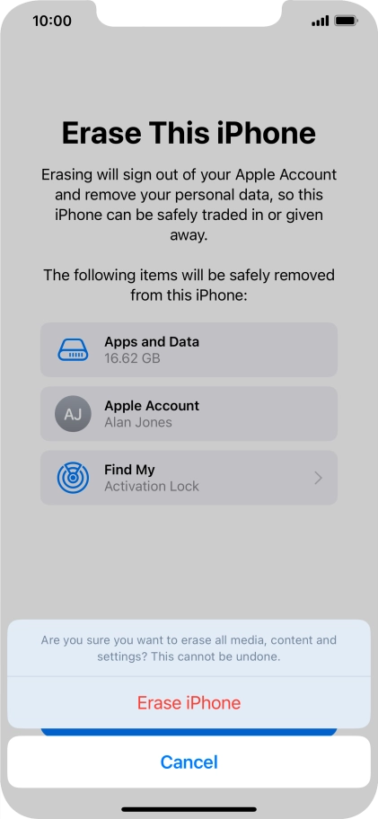 Press Erase iPhone. Press Erase iPhone.