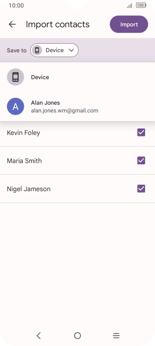 Press the required Google account. Press the required Google account.