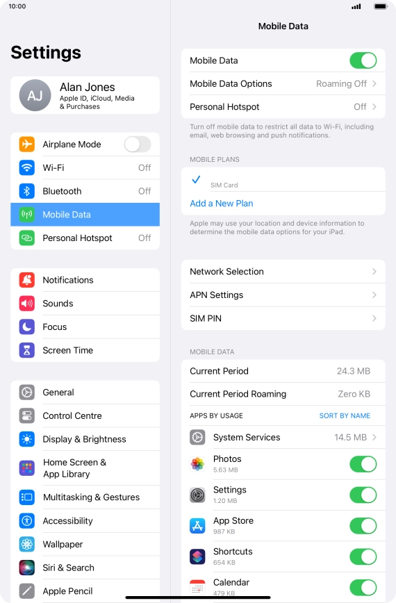 The total data usage is displayed next to Current Period.