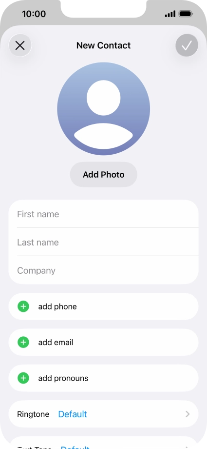 Press First name and key in the first name.