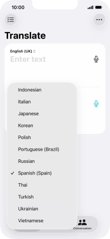 Press the required target language.