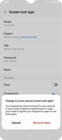 Press Remove data. Press Remove data.